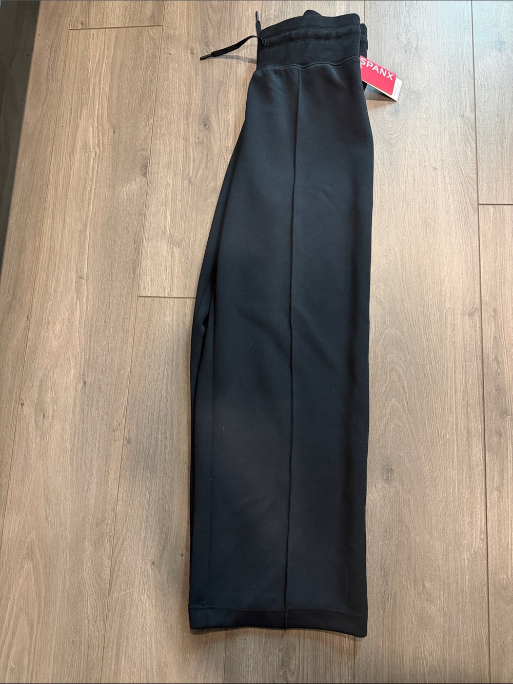 SPANX Air Essentials Black Ponte Track Pants with Drawstring Waist